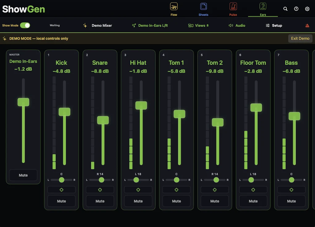 ShowGen Ears personal monitor mix
