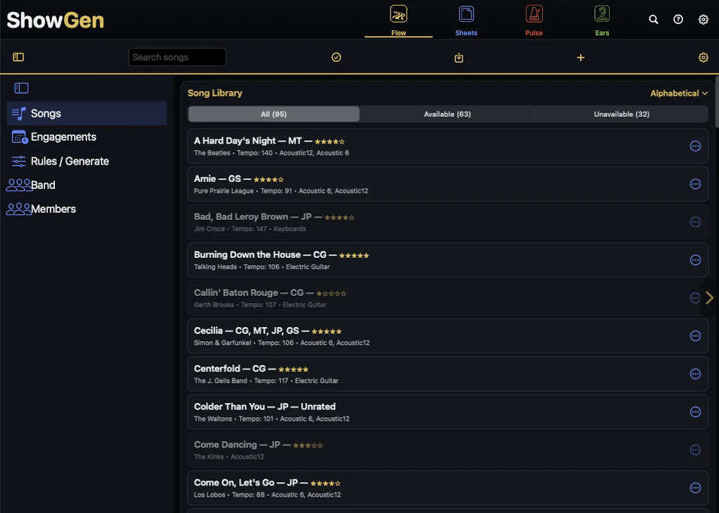 ShowGen Flow song library